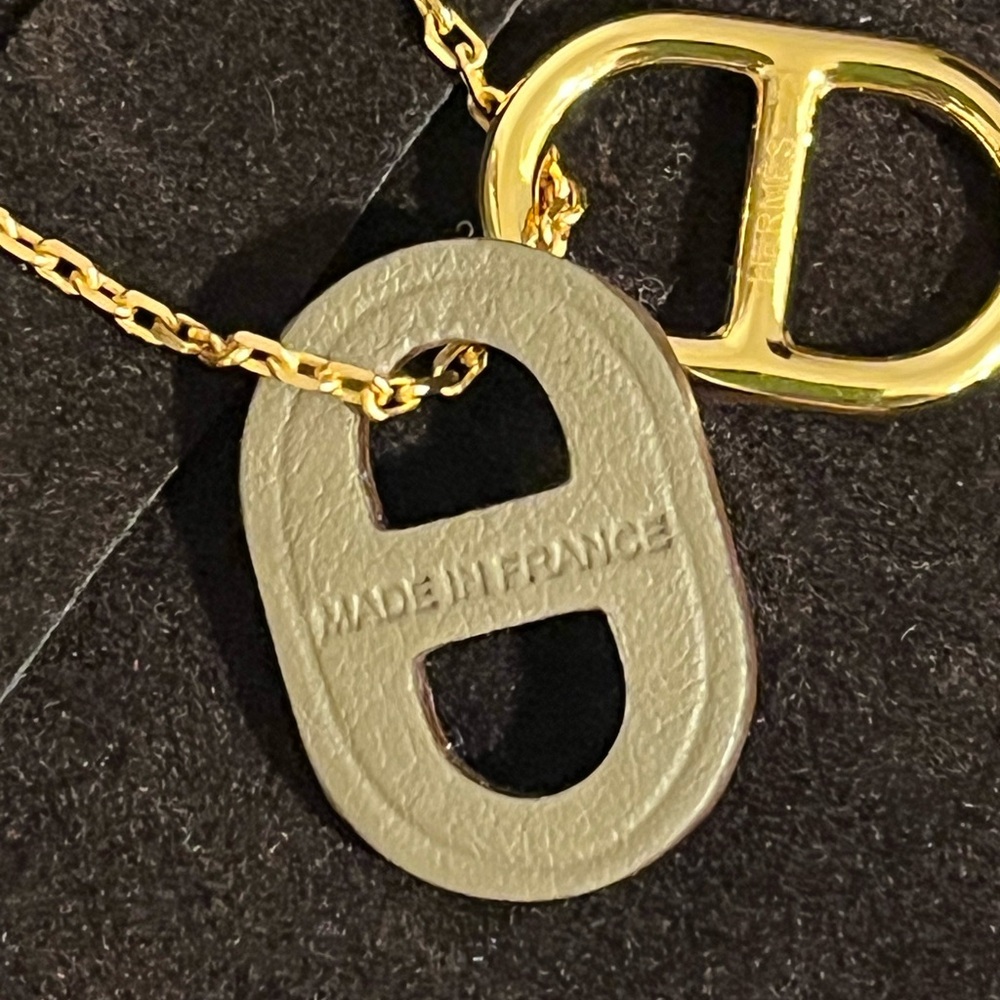 Hermes gold tone and leather necklace - Picture 4 of 5